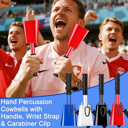 Cow Bells for Sporting Events Cowbell with Handle Wrist Strap 2 Pack 10 Inch Hand Percussion Cowbells Cheering Noise Makers Cow Bell for Football Games Graduation Farm Call Bell - Blue in Saudi Arabia