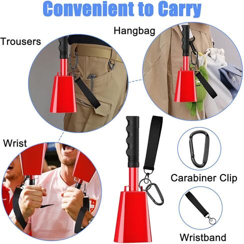 Cow Bells for Sporting Events Cowbell with Handle Wrist Strap 2 Pack 10 Inch Hand Percussion Cowbells Cheering Noise Makers Cow Bell for Football Games Graduation Farm Call Bell - Blue in Saudi Arabia