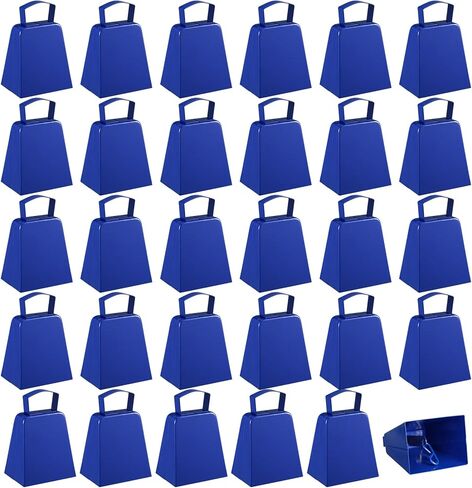 Boao 24 Pack Metal Cowbells with Handle 4 Inch Cow Bells Noise Makers Hand Percussion Cowbells Loud Cheering Bells for Sporting Events Football Games Weddings School Celebrations Party(Blue) in Kuwait