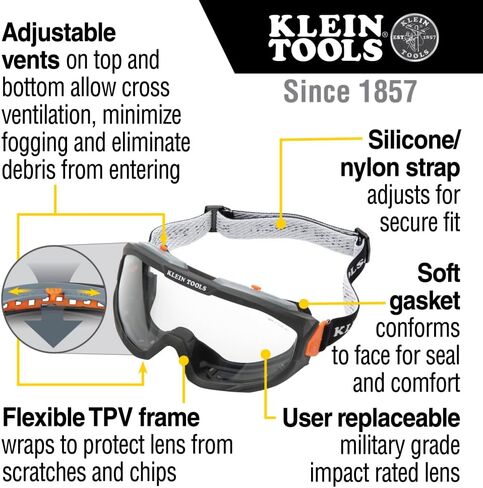 عدسات بديلة لنظارات السلامة OTG الشفافة 60481 من KLEIN TOOLS، حماية للعين من الفئة البصرية 1 PPE، مضادة للضباب، مقاومة للخدش، حماية من الأشعة فوق البنفسجية in Kuwait