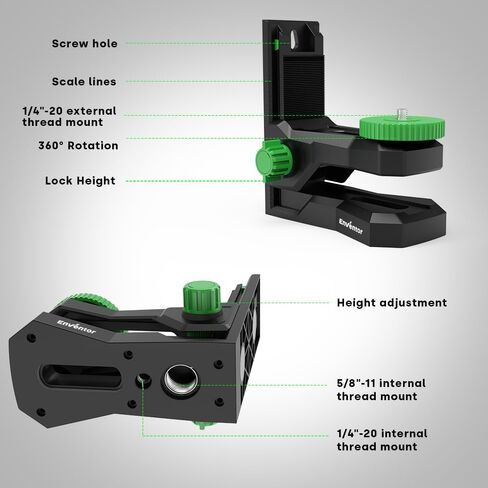 Enventor Fine-tuning Bracket for Laser Level, 1/4"-20 Male Threaded L-Shape Magnetic Pivoting Adapter for Wall & Ceiling Mounted, 360° Adjustable Support, Height Adjustment in Kuwait