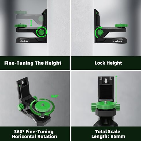 Enventor Fine-tuning Bracket for Laser Level, 1/4"-20 Male Threaded L-Shape Magnetic Pivoting Adapter for Wall & Ceiling Mounted, 360° Adjustable Support, Height Adjustment in Kuwait