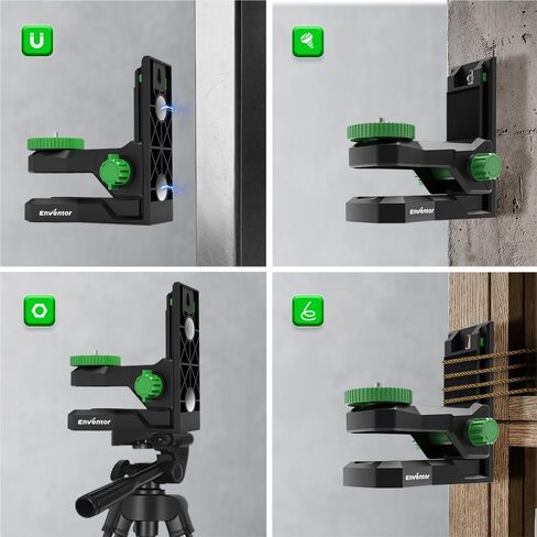 Enventor Fine-tuning Bracket for Laser Level, 1/4"-20 Male Threaded L-Shape Magnetic Pivoting Adapter for Wall & Ceiling Mounted, 360° Adjustable Support, Height Adjustment in Kuwait