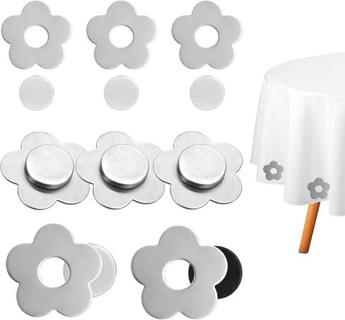 8 Pcs Magnetic Weights for Tablecloths, Stainless Steel Pendants Flower Shaped Windproof Magnetic Weights for Outdoor Curtains, Outdoor Tablecloths in Saudi Arabia