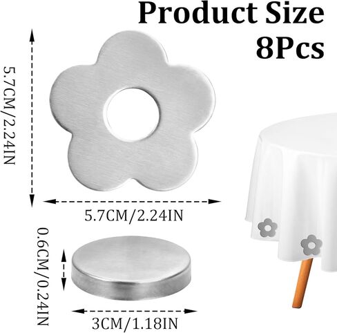 8 Pcs Magnetic Weights for Tablecloths, Stainless Steel Pendants Flower Shaped Windproof Magnetic Weights for Outdoor Curtains, Outdoor Tablecloths in Saudi Arabia