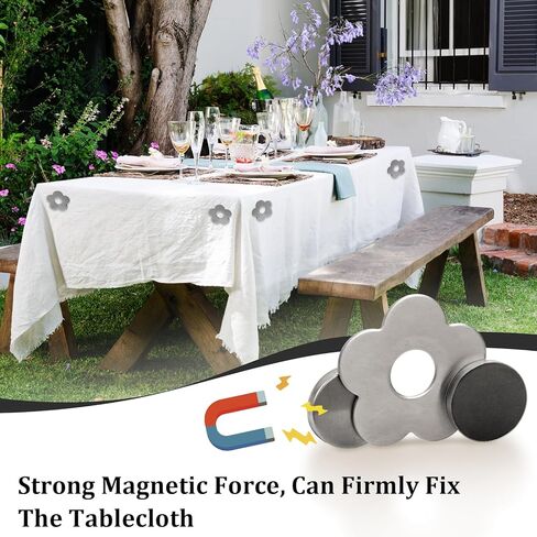 8 Pcs Magnetic Weights for Tablecloths, Stainless Steel Pendants Flower Shaped Windproof Magnetic Weights for Outdoor Curtains, Outdoor Tablecloths in Saudi Arabia