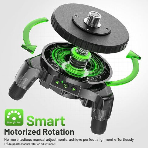 Huepar Electric Rotating Base for Laser Level – Remote Control, Dual-Speed 0.088°/s Fine Adjustment, Adjustable Tripod Legs, 5/8"-11 Thread with 1/4"-20 Adapter, 360° Motorized Turntable in Saudi Arabia
