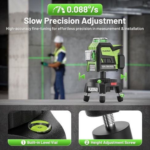 Huepar Electric Rotating Base for Laser Level – Remote Control, Dual-Speed 0.088°/s Fine Adjustment, Adjustable Tripod Legs, 5/8"-11 Thread with 1/4"-20 Adapter, 360° Motorized Turntable in Saudi Arabia