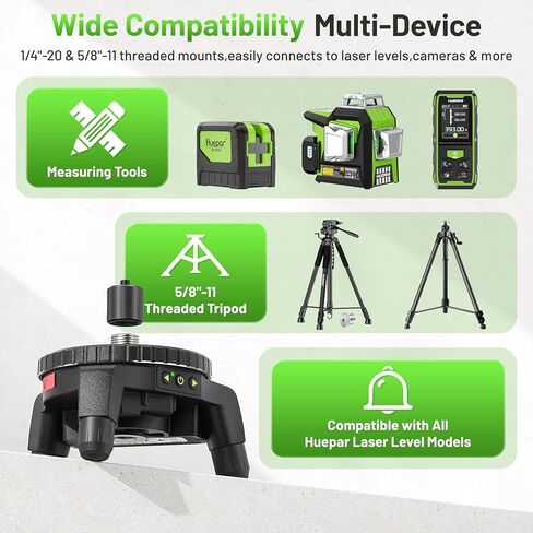 Huepar Electric Rotating Base for Laser Level – Remote Control, Dual-Speed 0.088°/s Fine Adjustment, Adjustable Tripod Legs, 5/8"-11 Thread with 1/4"-20 Adapter, 360° Motorized Turntable in Saudi Arabia