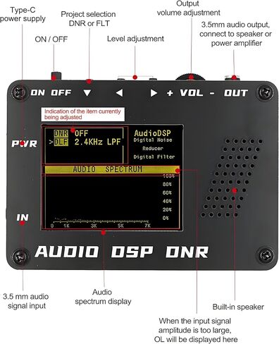DSP Audio Noise Reducer for Radio, Portable DNR Digital Filter DSP Audio Processor with Audio Spectrum Display & Speaker for SSB Shortwave CB HAM Radio Receiver, Fits YAESU ICOM in Saudi Arabia