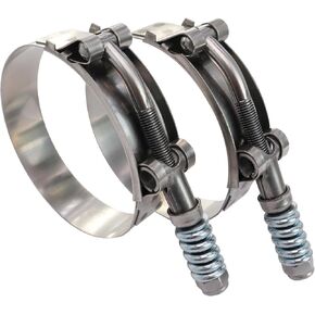 3.5 بوصة T Bolt Hose O.D.Clamp الفولاذ المقاوم للصدأ - مشابك خرطوم شديدة التحمل محملة بنابض 83 مم - 91 مم لخرطوم OD مقاس 3.5 بوصة، يساعد الضبط التلقائي على الحفاظ على التوتر المستمر والملاءمة الضيقة (83-91 مم، عبوتان) in Kuwait