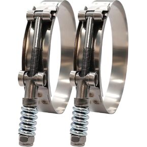 4.5 بوصة T بولت خرطوم O.D. مشبك من الفولاذ المقاوم للصدأ - مشابك خرطوم شديدة التحمل محملة بنابض 109 مم - 117 مم لقطر خرطوم 4.5 بوصة، يساعد الضبط التلقائي على الحفاظ على التوتر المستمر (109-117 مم، عبوتان) in Kuwait