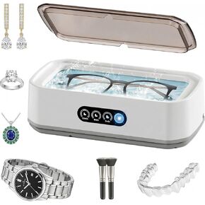 Ultrasonic Jewelry Cleaner Machine, 49KHz Professional Ultrasonic Cleaner for Jewelry, Eyeglasses, Rings, Watch Bands, with 650ML Stainless Steel Tank & 3 Time Modes in Kuwait