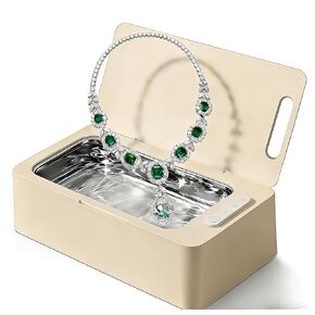 منظف ​​المجوهرات بالموجات فوق الصوتية الاحترافي للفضة، والنظارات، والخواتم، والمثبتات، وأطقم الأسنان، وحزام الساعة، و3 أوضاع للمؤقت، سعة 450 مل (أبيض) in Kuwait