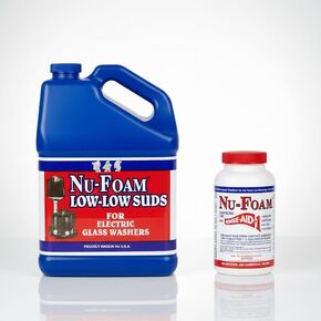 Nu-Foam Low-Low Suds Glass Washer Detergent and Sanitizing Tablets Bundle for Commercial Bar Glassware, Streak-Free in Kuwait