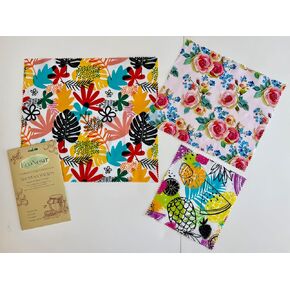 Beeswax Food Wraps (3-Pack S/M/L) – Reusable & Washable Food Storage Wraps, Plastic-Free Alternative for Sandwiches, Produce & Bowls in Saudi Arabia