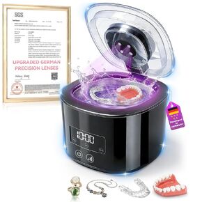 5.0 منظف التجنيب بالموجات فوق الصوتية المحدثة 【محرك ألماني Top1 】 【تقنية الموجات فوق الصوتية والمزدوجة 50 كيلو هرتز المعتمدة من SGS 】 【شريحة ذكية 4.0 】 【قابلة لإعادة الشحن 】 لأطقم الأسنان والأقواس والحرس الليلي والمصفف وفرشاة الأسنان والمجوهرات in Kuwait