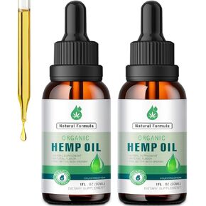2 Pack Hemp Oil Organic Premium for Pain Relief, Skin, Anxiety - 2,800,000 Maximum Strength - 100% Natural Hemp Drops Tincture - Hemp Oils with Vegan, Non-GMO Grown in Kuwait