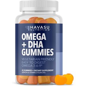 أوميغا 3 6 9 + علكات DHA للبالغين - بديل زيت السمك النباتي مع زيت بذور الشيا والطحالب - دعم وظيفة الدماغ والمناعة - نكهات الليمون والبرتقال - صديق للنباتيين - 60 قطعة in Kuwait