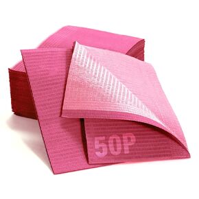 100 Pack Disposable Dental Bibs 13"x18", 3-Ply Waterproof Tattoo Bibs Sheet for Nail Salon, Dental Clinic, Feeding, Tattoo Shop Claret in Kuwait