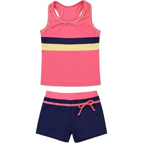 Kids Girls Two-Piece Swimsuits Sleeveless Swim Tops with Boyshorts Athletic Tankini Outfit Set Swimwear in Kuwait