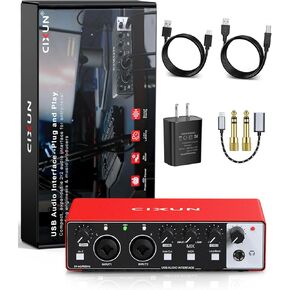2x2 USB-C Audio Interface for PC/Mac Recording, 24-bit/192kHz, Dual TS/XLR Inputs, +48V Phantom Power, Studio/Podcast/Streaming(Matte Red) in Saudi Arabia