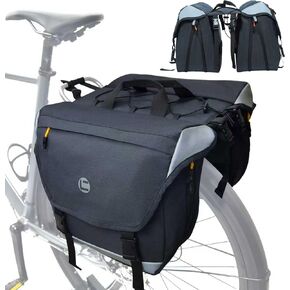Bike Panniers, 25-35L Expandable Bike Saddle Bag for Rear Rack, Waterproof Large Capacity Reflective Strip Bicycle Panniers, Ebike Accessories for Commuter Grocery Shopping Travel Carrier in Saudi Arabia