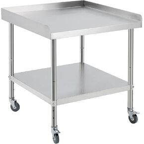 30"x30"x30" Stainless Steel Equipment Grill Stand Table with Wheels, NSF Certified, 400 lbs Capacity, Adjustable Height Legs, 2" Edge Baffle, for Restaurant, Kitchen, Hotel, Home in Kuwait