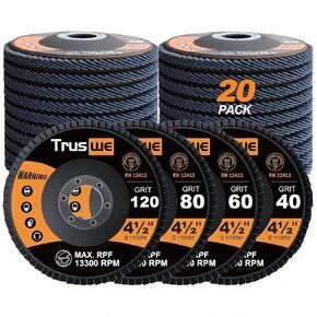 12 Pack 40 Grit Flap Discs 4 1/2 for Angle Grinder, Zirconia Type 29 Bevel Discs, 7/8 Inch Arbor Sanding Discs, Angle Grinder Attachments for Metal & Wood Surface Preparation in Saudi Arabia
