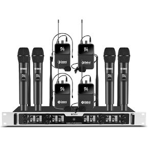 نظام ميكروفون لاسلكي Debra Pro DU8008 UHF 8 * 16 قناة قابلة للتعديل ميكروفون لاسلكي محمول باليد، مثالي لحفلات خطاب الكنيسة (4 أجهزة محمولة 4 Bodypack) in Kuwait