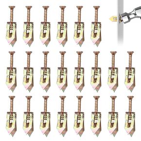SOPAMI 100 قطعة من مثبتات الحفر الذاتي للجدران الجافة مع مجموعة براغي، 50 قطعة من المراسي الصخرية (0.47 × 1.18 بوصة) و50 قطعة من البراغي، مما يلغي الحاجة إلى الحفر أو ثقب الثقوب في الحائط in Kuwait