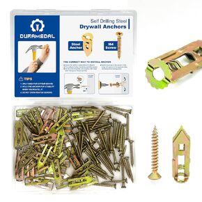 Self Drilling Drywall Anchors with Screws Kit - 200 Pcs Heavy Duty Metal Expansion Anchors for Sheetrock, No Drill Needed, 50lb Rating, 2026 Upgraded Anti-Strip Design in Saudi Arabia