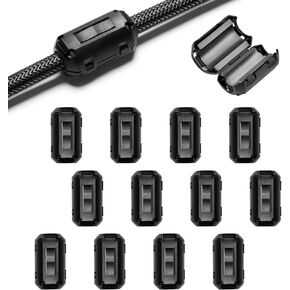 EMI RFI Noise Filter Cable Ring, Roctee 12 Pcs Ferrite Choke Snap On Noise Suppressor Cable Clip Electronic Ferrites Core for 3.5MM Diameter Wire (Black) in Kuwait