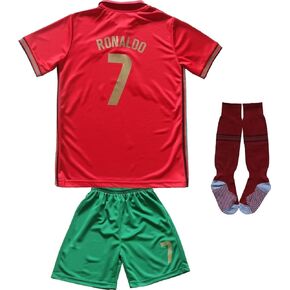 طقم جيرسي/شورت/جوارب لكرة القدم للأطفال من LeenBD Portugal #7 Ronaldo للأطفال بمقاسات الشباب in Kuwait