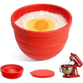 بطانات سيليكون برأس مائل 4.5 لتر لخلاط حامل مساعد المطبخ، وبطانات وعاء سيليكون مع أغطية، وإكسسوارات مساعدات المطبخ وملحقات الخبز والطهي (قطعة واحدة باللون الأحمر) in Kuwait