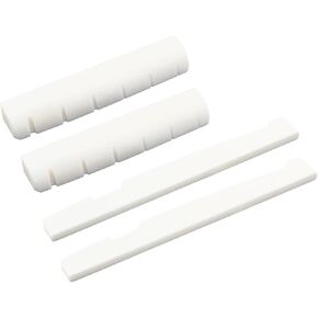 Hordion 4Pcs Bone Guitar Nut and Saddle Kit - 48mm Guitar Nut - 76mm Bone Saddle - Real Bone Acoustic Guitar Parts, Acoustic Guitar Nut, Acoustic Guitar Bridge Saddle for Acoustic Guitar Replacement in Kuwait