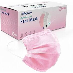 أقنعة الوجه للاستعمال مرة واحدة من MAGICARE - قناع وجه ممتاز من 3 طبقات - خيارات ألوان مختلفة، صندوق 50 قطعة in Kuwait