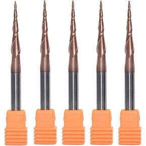 5pcs / Lot 2-Flute Tapered Ball Nose End Mills Tungsten Carbide Cutter HRC62 Coated D4 D6 Solid 4mm 6mm Router Bits CNC Taper Wood Metal Cutters Cone Mill(5PC R2.0 30.5 75 D6) in Kuwait