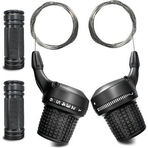 VERKSTAD Shifter Lever 18/21 Speed,Bicycle Revoshift Shift Lever Set, 3 x 6 /3x7 Speed Left and Right Shifter for MTB Mountain Bike with 1 Pair of Non-Slip Rubber Handle Bar Grips in Kuwait