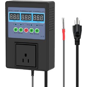TempMaster Digital Temperature Controller Outlet,Heating & Cooling Thermostat with Dual Relay 15A 3300W,-20~120℉ Incubator Thermostat with Waterproof Probe,Temperature Control Switch for Reptile Tank in Kuwait