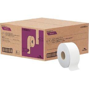 Cascades PRO Select Jumbo Bath Tissue – 2-Ply Toilet Paper – Fits Universal Jumbo Roll Dispensers – Soft, Durable, and Septic Safe – 500' Length/Roll, 12 Rolls/Box – B080 – White in Kuwait