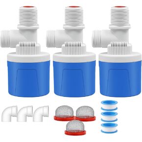 3/4 Inch Float Valve for Water Tank, 3 Pack Top Inlet Automatic Water Level Control Valve, Plastic Shut Off Float Valve for Livestock Waterer, Pond, Pool, Aquarium in Kuwait