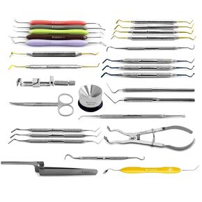 24-Pcs Dental Composite Restoration Filling Kit - Pluggers, Burnishers, Scalers, Tofflemire Bands, Heidmann Spatulas, Rubber Dam Pliers - Professional Restorative Instruments Set in Saudi Arabia