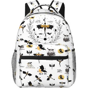 Fourth Backpack Fashion Dragon Wing Bag Casual College Bag Travel Zipper Bookbag Hiking Shoulder Daypack Gift for Book Lovers (White) in Saudi Arabia