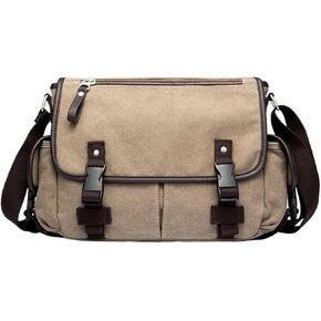 Messenger Bags Casual Canvas Men Multi Pocket Shoulder Crossbody Bag High Capacity Laptop in Kuwait