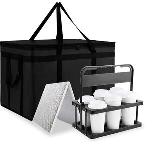 Cooler Insulated Food Delivery Bag & Drink Carrier with Hard Bottom, XXX-Large Pizza Bags for Commercial Food Delivery, Grocery Catering Travel Thermal Frozen Carrier, Cold Warmer Accessories in Saudi Arabia