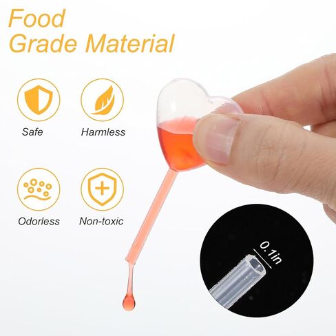 150PCS Pipettes for Cupcakes, 4ml Heart Shape Mini Pipettes, Clear Plastic Pipetas para Caramelo de Flan, for Dessert Decorations, Birthday Party and Holiday Decoration in Saudi Arabia