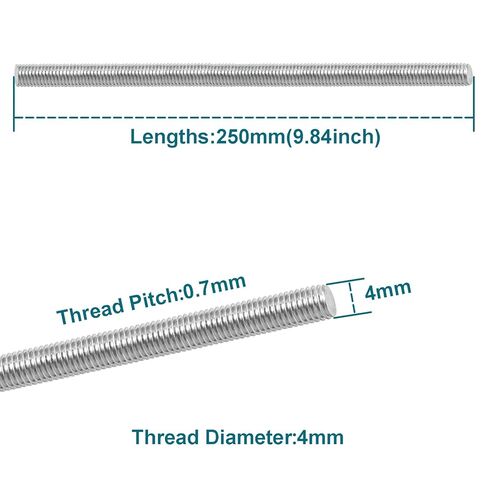 M4 X 250mm Threaded Rods, 304 Stainless Steel Fully Threaded rods & Studs, Right Hand Threads(4PCS). in Saudi Arabia
