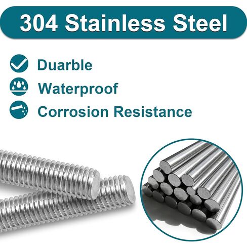 M4 X 250mm Threaded Rods, 304 Stainless Steel Fully Threaded rods & Studs, Right Hand Threads(4PCS). in Saudi Arabia