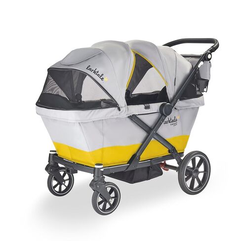 Larktale Caravan Coupe - عربة أطفال مدمجة بمقعدين مع طية صغيرة - تتضمن مظلات قابلة للتعديل - رمادي/أسود in Kuwait